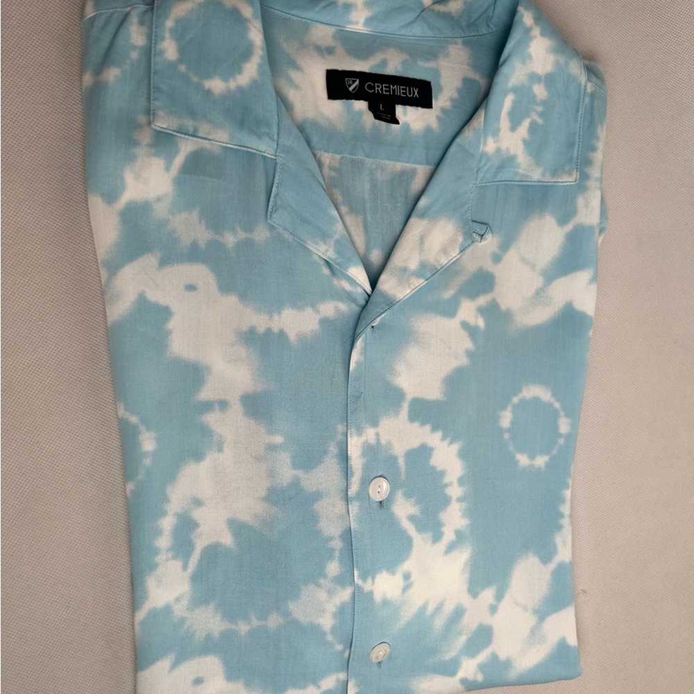 Men's Blue and White Shirt